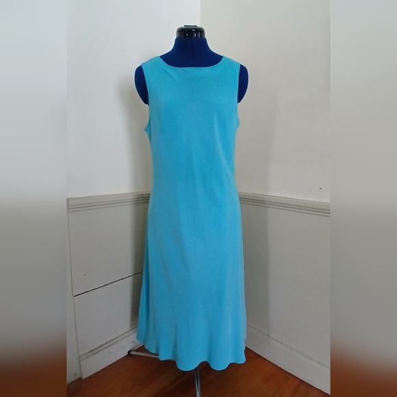 Chadwicks Dresses & Skirts - Vintage Chadwicks 100% Silk Aqua Sleeveless Midi Sheath Dress